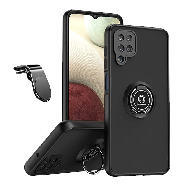 Kit Capa Anti-Impacto Clear com Anel + Suporte Magnético L GIFT4ME Para Samsung Galaxy A12 - Transparente/Preto