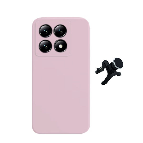 Kit Suporte Magnético Com Pernas + Capa Proteção Silicone Gift4Me Para Xiaomi 14T - Rosa