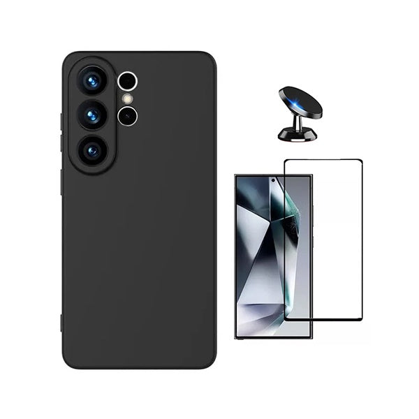 Kit Película de Vidro Temperado Gorilasglass + Capa Proteção Silicone + Suporte Magnético GIFT4ME Para Samsung Galaxy S26 Ultra - Preto