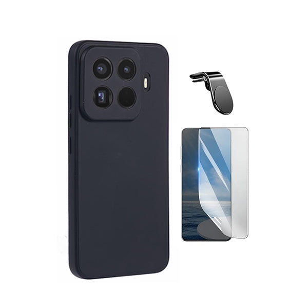 Kit Película Protectora de Hydrogel Frente + Capa Proteção Silicone + Suporte Magnético L GIFT4ME Para Xiaomi 15T Pro 5G - Preto