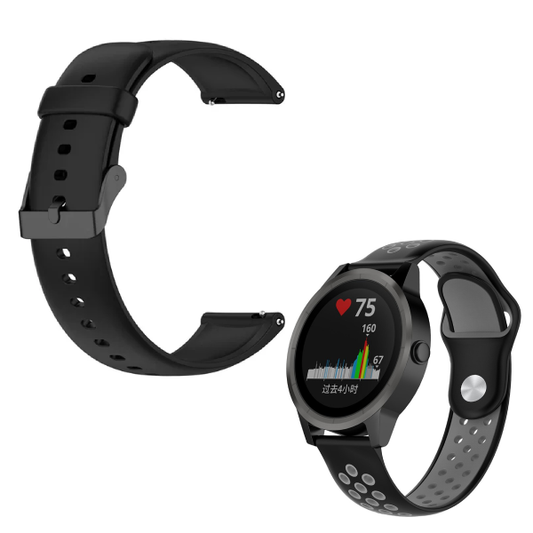 Kit Bracelete Silicone Com Fivela + Desportiva Gift4Me Para Samsung Galaxy Watch5 4G - 40mm - Preto / Preto Cinza