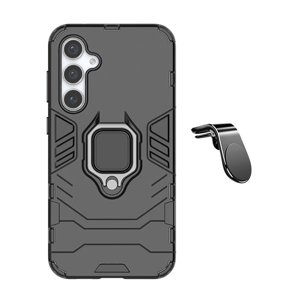 Kit Suporte de Carro Magnético L + Capa de Proteção Militar Magnética Gift4Me Para Samsung Galaxy S24 FE - Preto