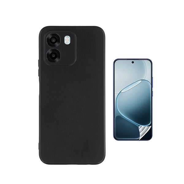 Kit Película Protectora de Hydrogel Frente + Capa Proteção Silicone GIFT4ME Para Oppo A6 - Preto