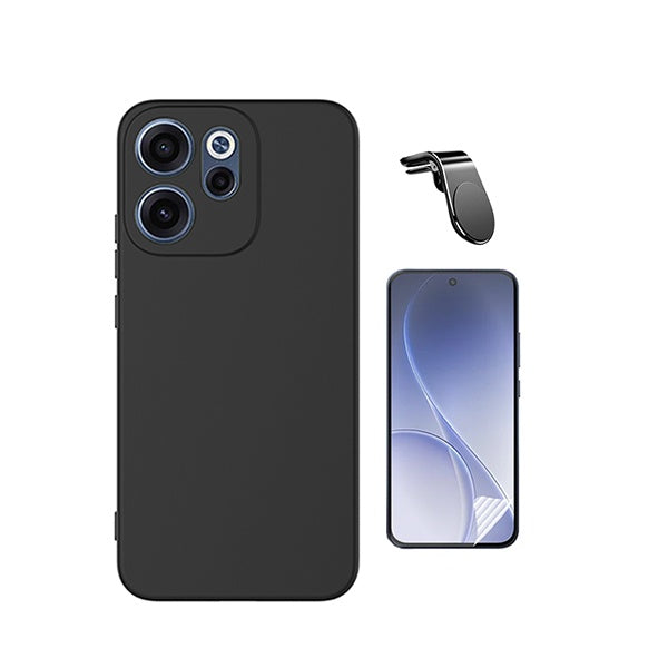 Kit Película Protectora de Hydrogel Frente + Capa Proteção Silicone + Suporte Magnético L GIFT4ME Para Oppo Reno15 FS - Preto