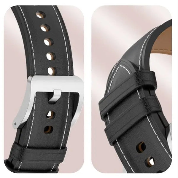 Bracelete Couro e Silicone Premium GIFT4ME Para Amazfit Balance 2 - Preto