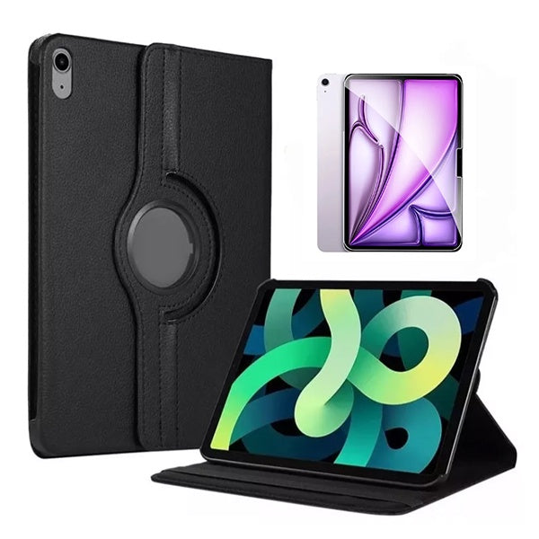 Kit Capa Proteção Rotativa 360 + Película de Vidro Temperado Gorilasglass GIFT4ME Para Apple iPad Air 13 (2026) - Preto