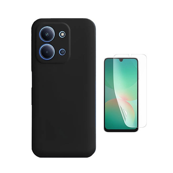 Kit Película Protectora de Hydrogel Frente + Capa Proteção Silicone GIFT4ME Para Xiaomi Poco C85 - Preto