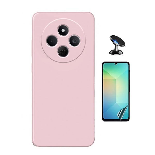 Kit Película Protectora de Hydrogel Frente + Capa Proteção Silicone + Suporte Magnético Gift4Me Para Xiaomi Redmi A4 - Rosa