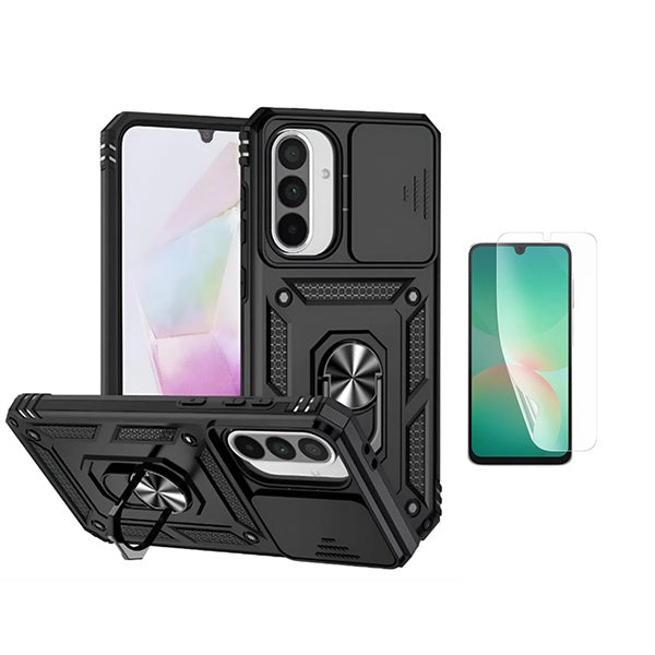 Kit Película Protectora de Hydrogel Frente + Capa de Proteção Militar Magnética Janela GIFT4ME Para Samsung Galaxy A17 5G - Preto