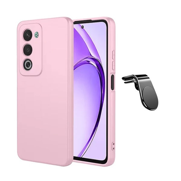 Kit Suporte de Carro Magnético L + Capa Proteção Silicone GIFT4ME Para Oppo A5 5G - Rosa