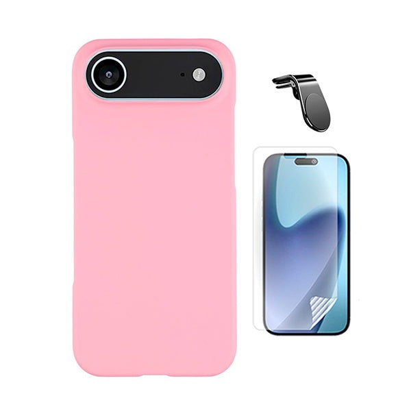 Kit Película Protectora de Hydrogel Frente + Capa Proteção Silicone + Suporte Magnético L GIFT4ME Para Apple iPhone 17 Air - Rosa