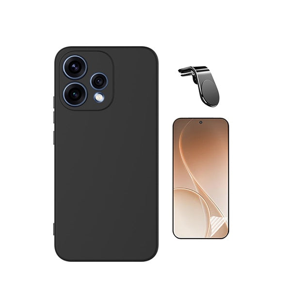 Kit Película Protectora de Hydrogel Frente + Capa Proteção Silicone + Suporte Magnético L GIFT4ME Para Oppo Reno15 - Preto