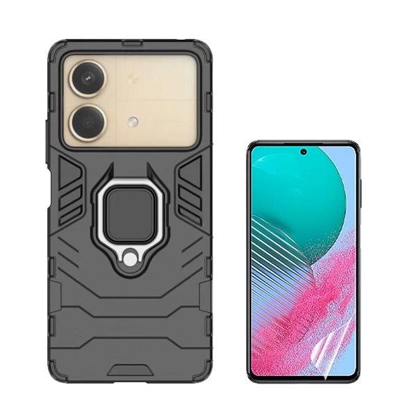 Kit Película ProtectOra de Hydrogel Frente + Capa de Proteção Militar Magnética GIFT4ME para Xiaomi Poco X6 Neo - Preto