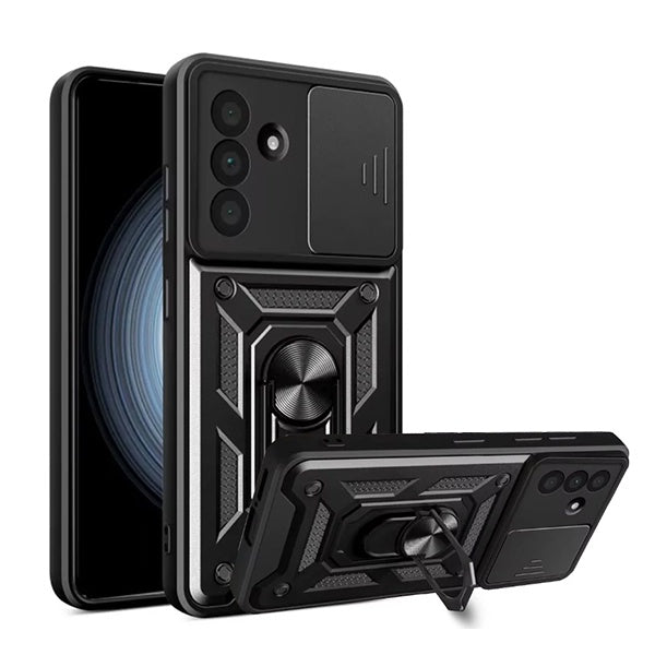 Kit Suporte Magnético + Capa de Proteção Militar Magnética Janela Deslizante GIFT4ME Para Samsung Galaxy A36 5G - Preto