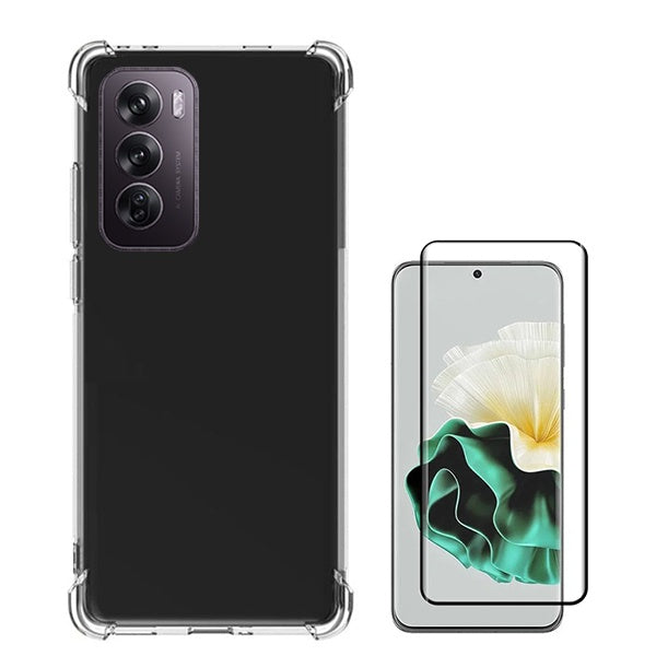 Kit Capa Traseira Super Proteção Transparente + Película de Vidro Temperado Gorilasglass GIFT4ME Compativel Com Oppo Reno12 Pro - Transparente