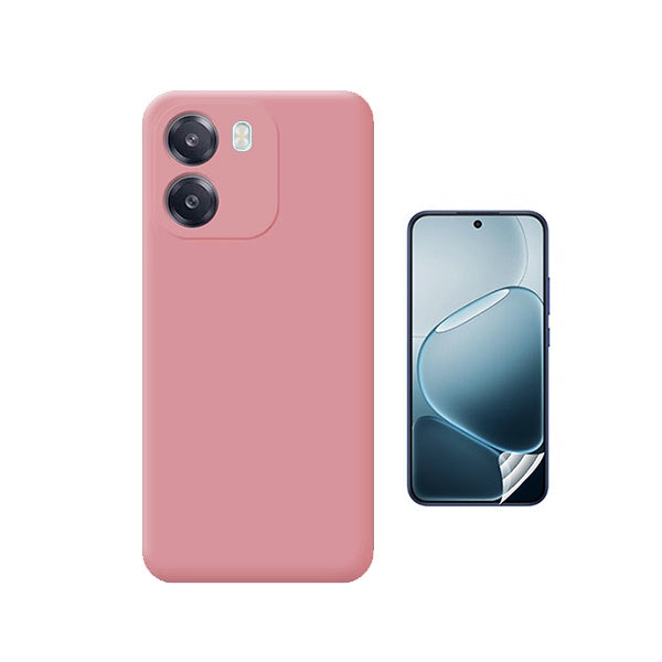 Kit Película Protectora de Hydrogel Frente + Capa Proteção Silicone GIFT4ME Para Oppo A6 - Rosa