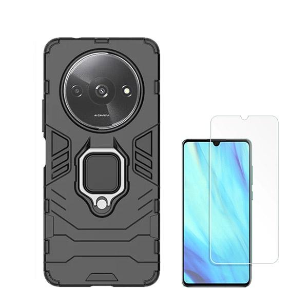 Kit Vidro Temperado ClearGOrilasGlass + Capa de Proteção Militar Magnética GIFT4ME para Xiaomi Redmi A3 - Preto