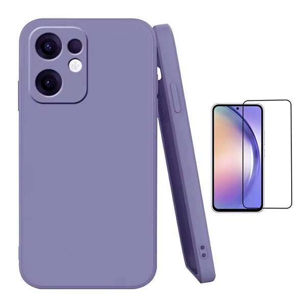 Kit Película de Vidro Temperado Gorilasglass + Capa Proteção Silicone GIFT4ME Para Oppo Reno13 F 4G - Roxo