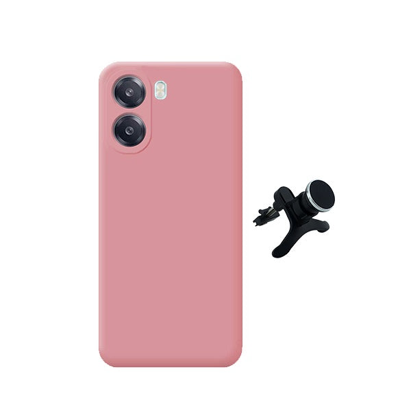 Kit Suporte Magnético Com Pernas + Capa Proteção Silicone GIFT4ME Para Oppo A6x - Rosa