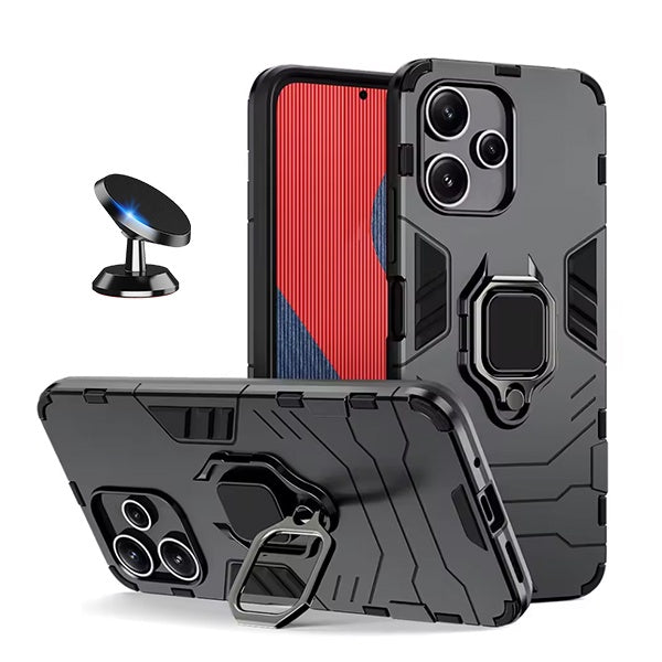Kit Suporte Magnético + Capa de Proteção Militar Magnética GIFT4ME Para Xiaomi Redmi Note 14 4G - Preto