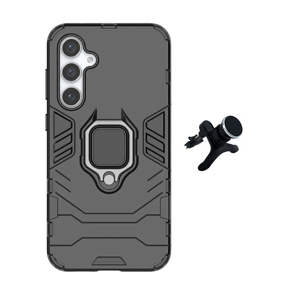 Kit Suporte Magnético Com Pernas + Capa de Proteção Militar Magnética Gift4Me Para Samsung Galaxy S24 FE - Preto