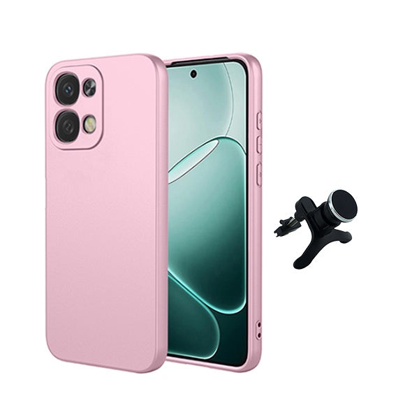 Kit Suporte Magnético Com Pernas + Capa Proteção Silicone GIFT4ME Para Oppo A6 Pro - Rosa