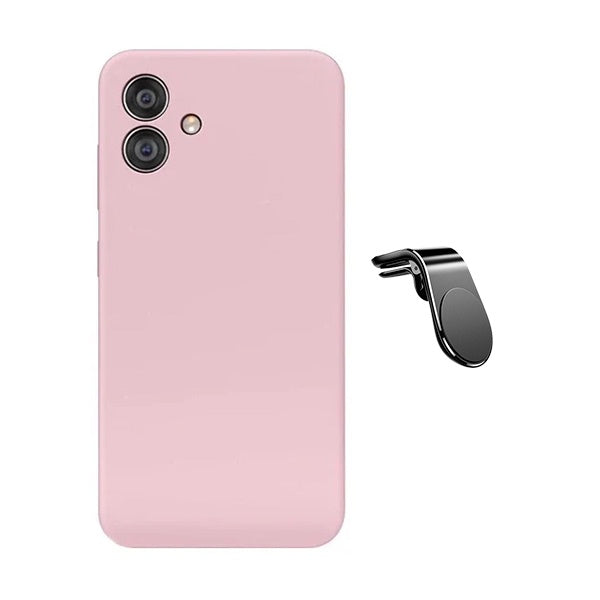 Kit Suporte de Carro Magnético L + Capa Proteção Silicone GIFT4ME Para Samsung Galaxy A07 - Rosa