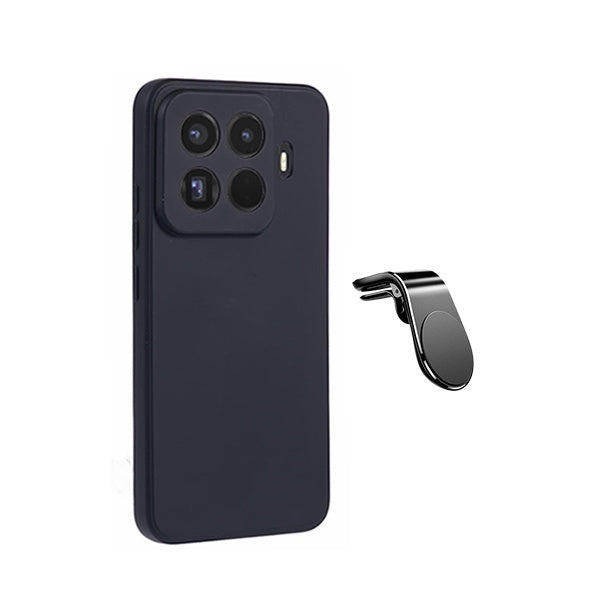 Kit Suporte de Carro Magnético L + Capa Proteção Silicone GIFT4ME Para Xiaomi 15T Pro 5G - Preto