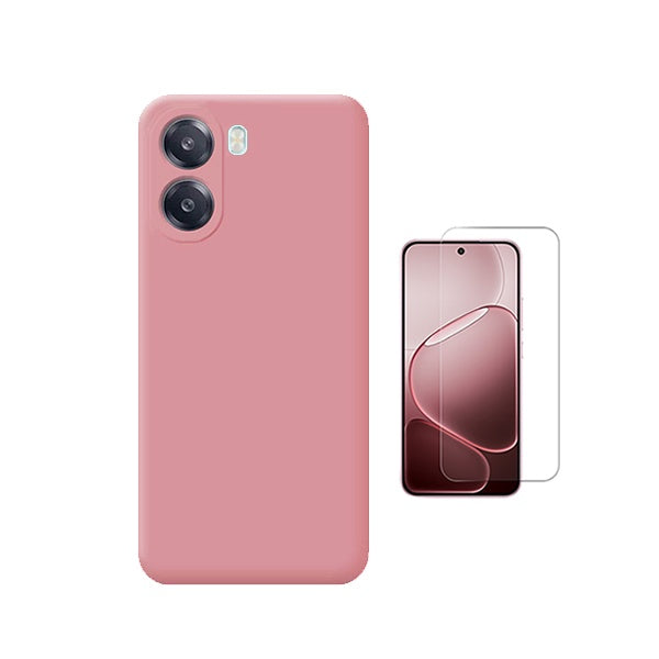 Kit Vidro Temperado Cleargorilasglass + Capa Proteção Silicone GIFT4ME Para Oppo A6x - Rosa