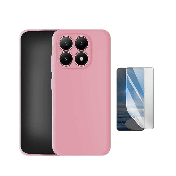 Kit Película Protectora de Hydrogel Frente + Capa Proteção Silicone GIFT4ME Para Xiaomi 17 5G - Rosa