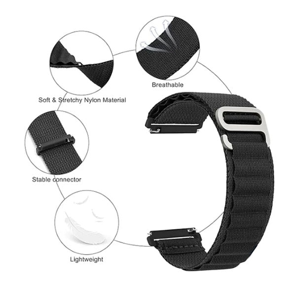 Bracelete Poliéster Alpine M (Pulso de 145mm a 190mm) GIFT4ME Para Amazfit Balance 2 - Preto