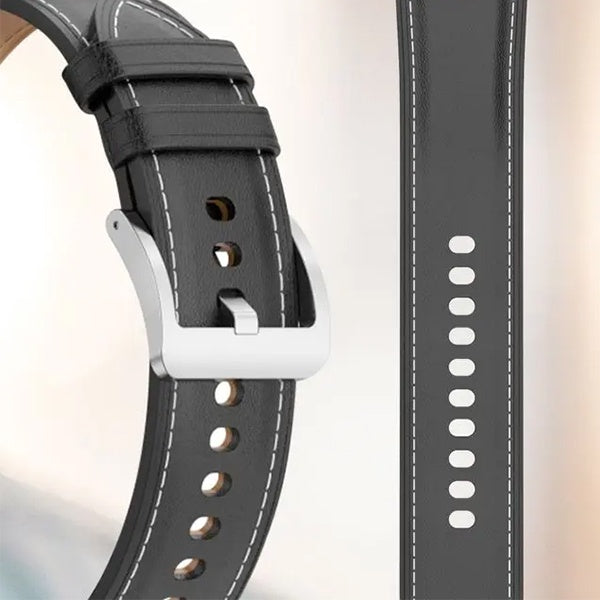 Bracelete Couro e Silicone Premium GIFT4ME Para Amazfit Balance 2 - Preto