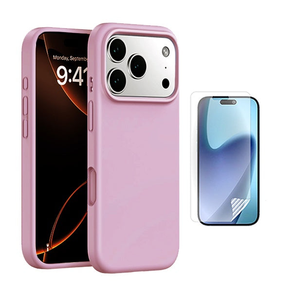 Kit Película Protectora de Hydrogel Frente + Capa Proteção Silicone GIFT4ME Para Apple iPhone 17 Pro Max - Rosa