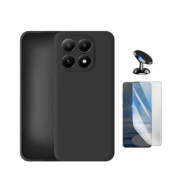 Kit Película Protectora de Hydrogel Frente + Capa Proteção Silicone + Suporte Magnético GIFT4ME Para Xiaomi 17 5G - Preto
