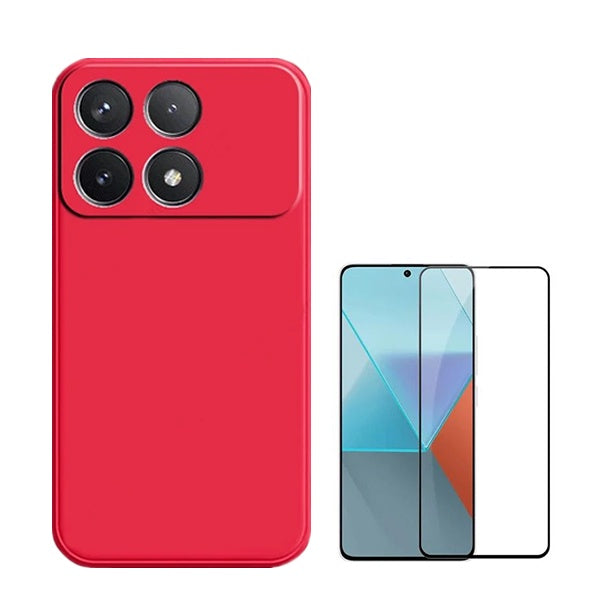 Kit Película de Vidro Temperado Gorilasglass + Capa Proteção Traseira Silicone GIFT4ME Compativel Com Xiaomi Poco F6 Pro - Vermelho