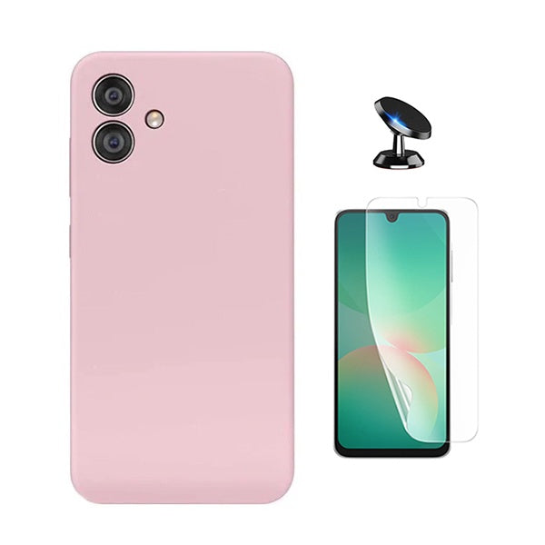 Kit Película Protectora de Hydrogel Frente + Capa Proteção Silicone + Suporte Magnético GIFT4ME Para Samsung Galaxy A07 - Rosa