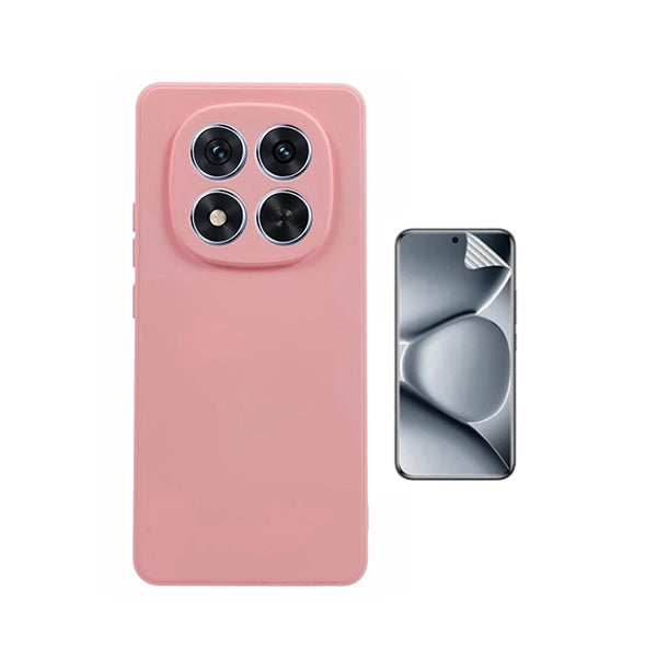 Kit Película Protectora de Hydrogel Frente + Capa Proteção Silicone GIFT4ME Para Xiaomi Poco M8 Pro 5G - Rosa