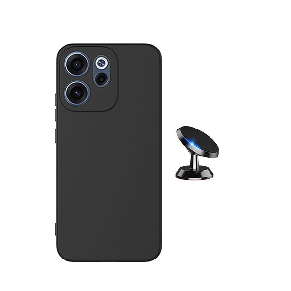 Kit Suporte Magnético + Capa Proteção Silicone GIFT4ME Para Oppo Reno15 FS - Preto