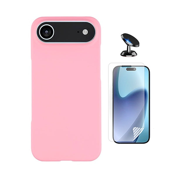 Kit Película Protectora de Hydrogel Frente + Capa Proteção Silicone + Suporte Magnético GIFT4ME Para Apple iPhone 17 Air - Rosa