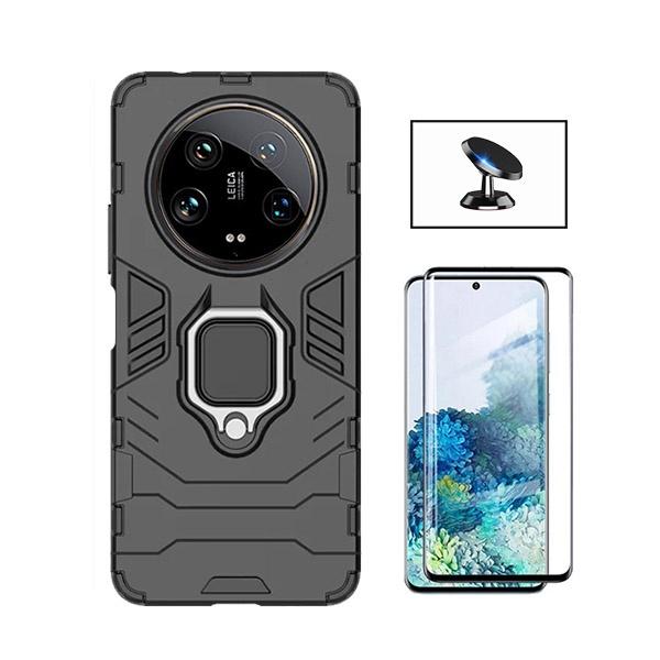 Kit Película de Vidro Temperado GOrilasGlass Curvado + Capa de Proteção Militar Magnética + Suporte Magnético GIFT4ME para Xiaomi 14 Ultra - Preto