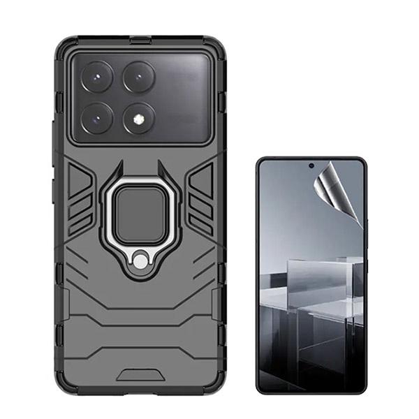 Kit Película ProtectOra de Hydrogel Frente + Capa de Proteção Militar Magnética GIFT4ME para Xiaomi Poco X6 Pro - Preto