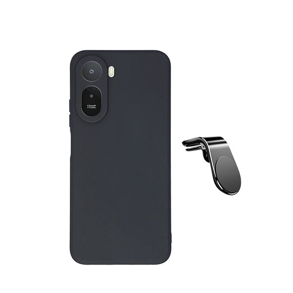 Kit Suporte de Carro Magnético L + Capa Proteção Silicone GIFT4ME Para Xiaomi Redmi A7 Pro 4G - Preto