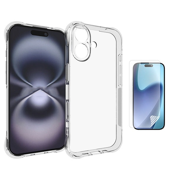 Kit Capa Traseira Super Proteção + Película de Hydrogel Frente Transparente GIFT4ME Para Apple iPhone 17 - Transparente