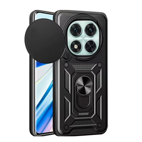 Kit Vidro Temperado Cleargorilasglass + Capa de Proteção Militar Magnética Janela GIFT4ME Para Xiaomi Poco X7 - Preto