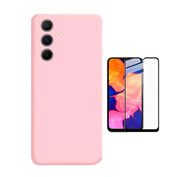 Kit Película de Vidro Temperado Gorilasglass + Capa Proteção Silicone Gift4Me Para Samsung Galaxy A04s - Rosa
