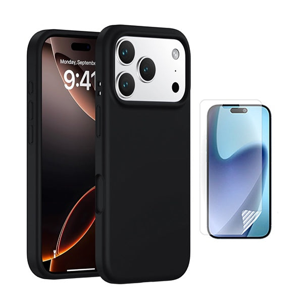 Kit Película Protectora de Hydrogel Frente + Capa Proteção Silicone GIFT4ME Para Apple iPhone 17 Pro - Preto