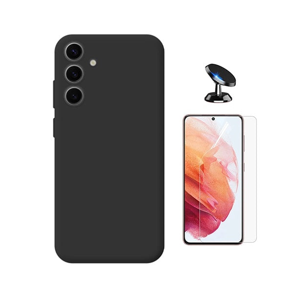 Kit Película Protectora de Hydrogel Frente + Capa Proteção Silicone + Suporte Magnético GIFT4ME Para Samsung Galaxy S25 FE 5G - Preto