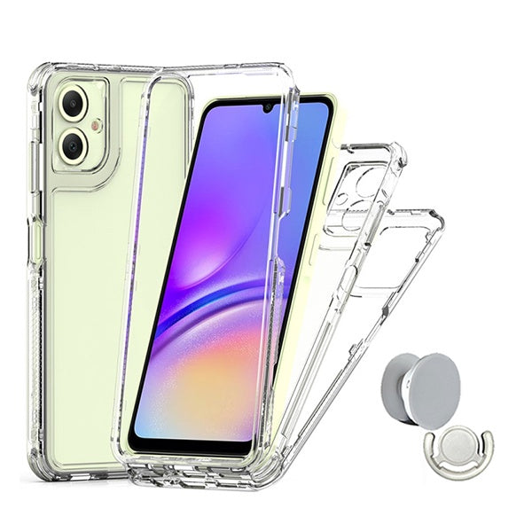 Kit Capa 360° Proteção Frente e Verso + 1 Handholder + 1 Suporte Handholder Branco GIFT4ME Para Samsung Galaxy A07 - Transparente/Branco