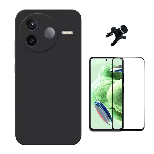 Kit Película de Vidro Temperado Gorilasglass + Capa Proteção Silicone + Suporte Reforçado de Carro GIFT4ME Para Xiaomi Poco F7 Ultra - Preto