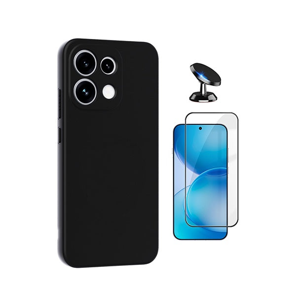 Kit Película de Vidro Temperado Gorilasglass + Capa Proteção Silicone + Suporte Magnético GIFT4ME Para Oppo Reno16 Pro - Preto